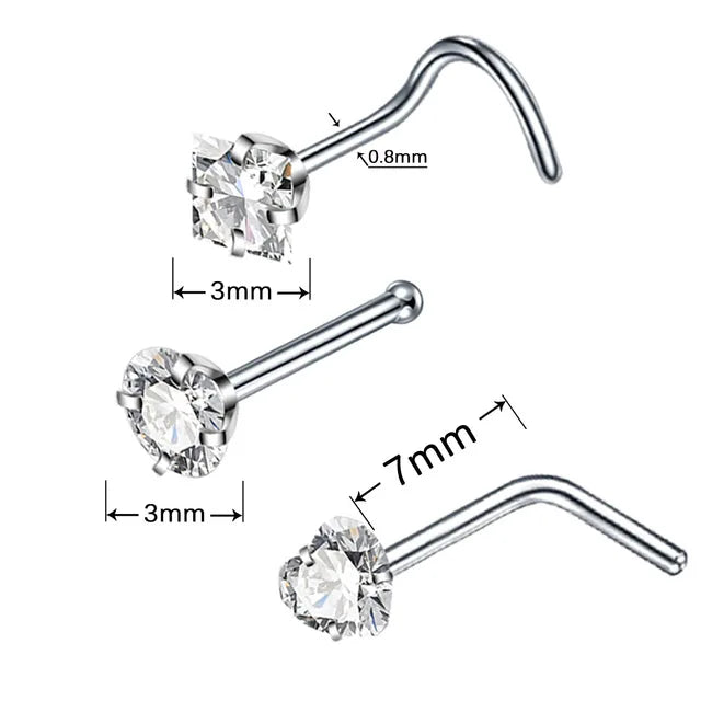 Collection Prestige™ – Lot de 4 Piercings de Nez Cœur, Étoile & Carré