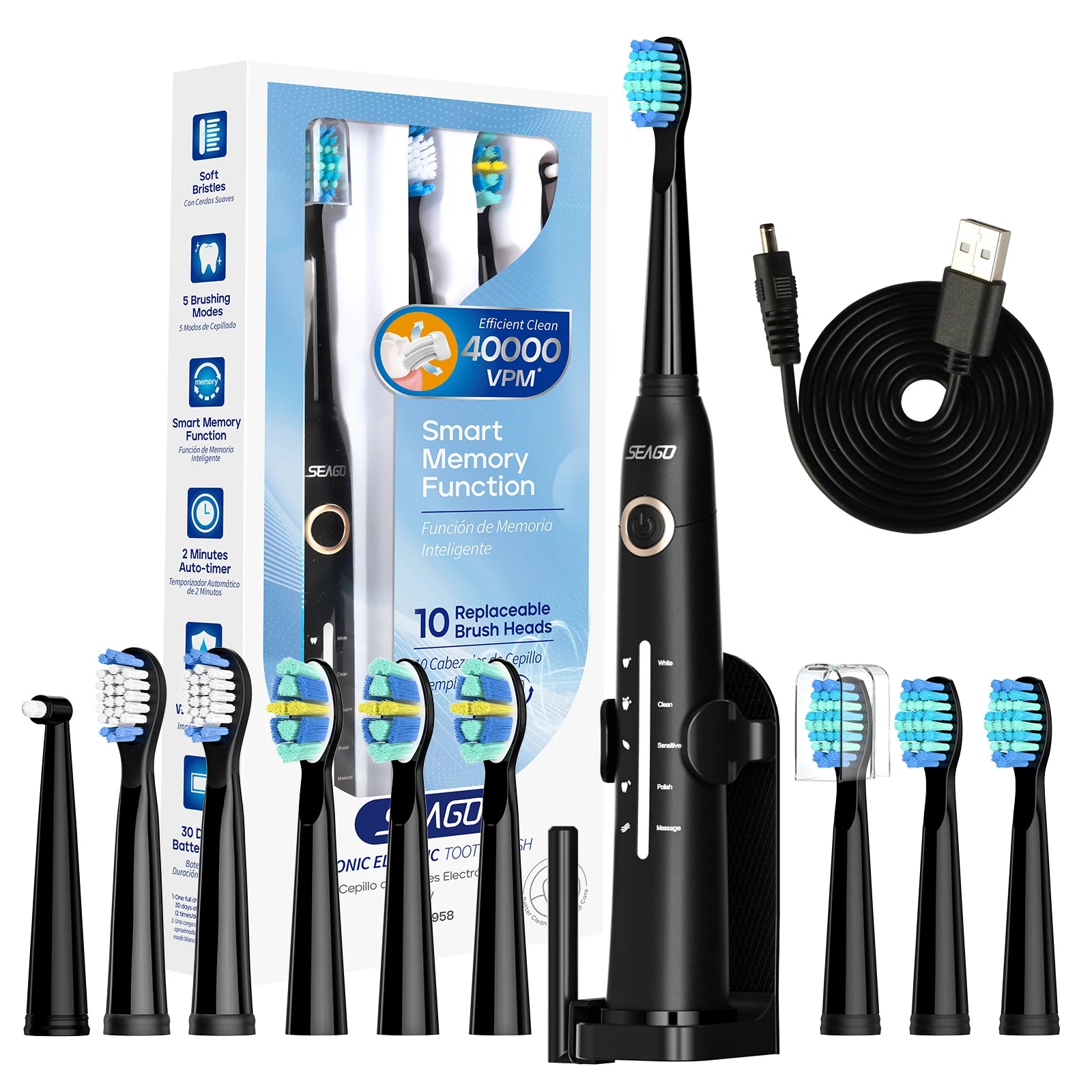 SonicSmile Pro™ – Brosse à Dents Électrique Premium Rechargeable avec 5 Modes de Nettoyage