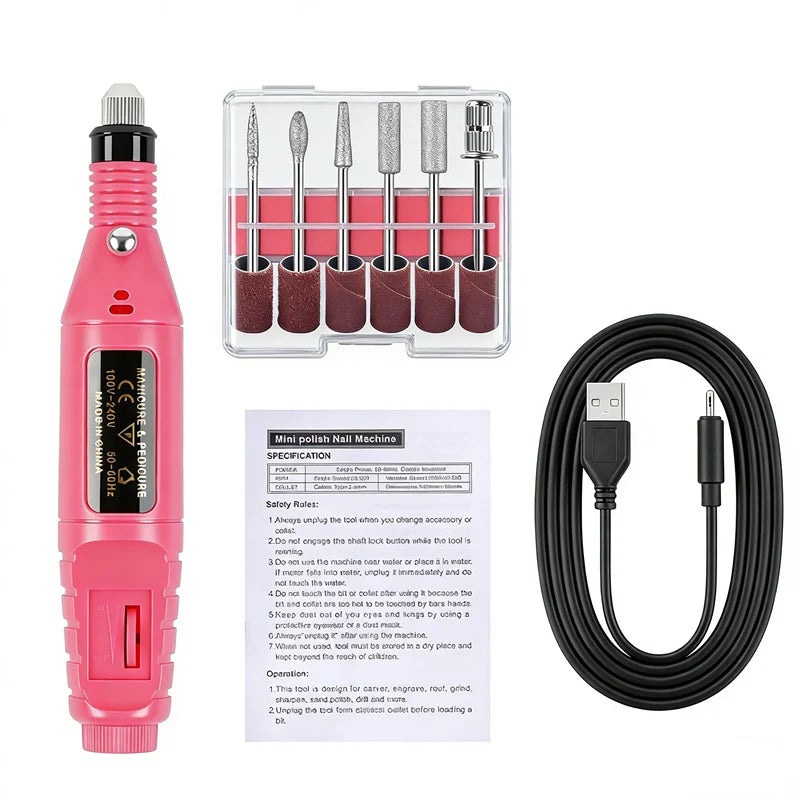 💅 Ponceuse Électrique Professionnelle pour Ongles – Kit de Manucure Complet