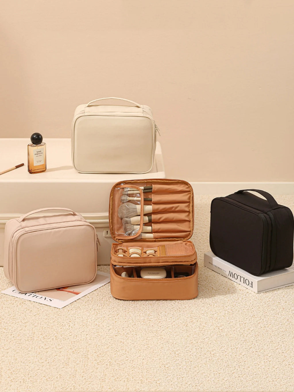 ✨ Trousse de Maquillage Premium Grand Format – Organisateur de Voyage Élégant & Multifonction