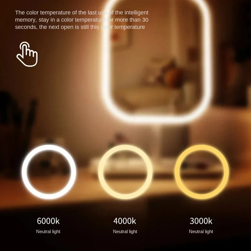 Miroir de Maquillage LED Tactile - 3 Modes d'Eclairage