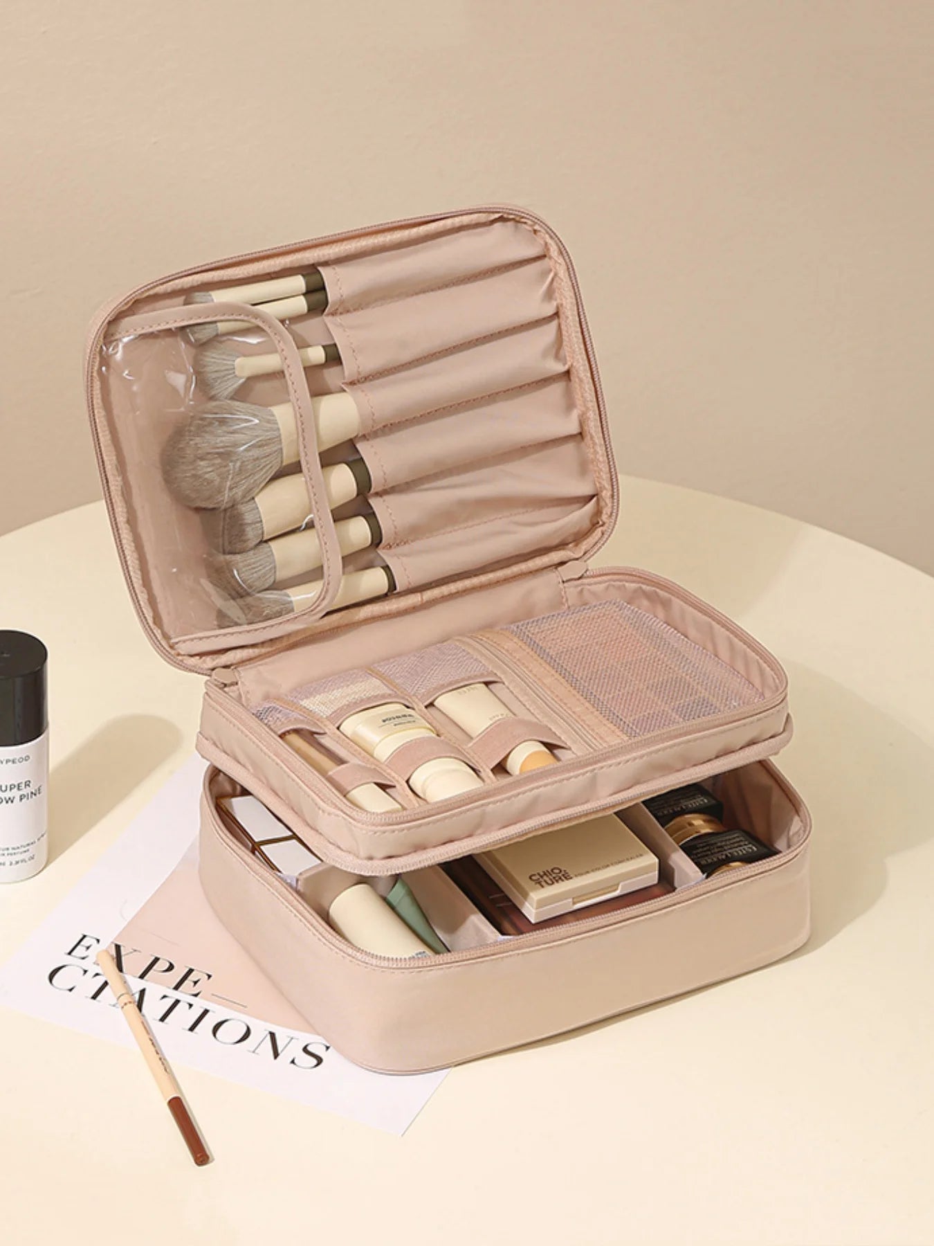 ✨ Trousse de Maquillage Premium Grand Format – Organisateur de Voyage Élégant & Multifonction