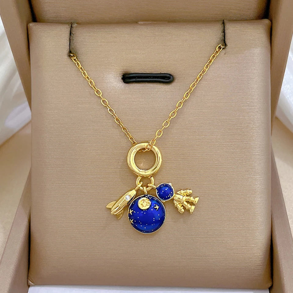 Collier Constellation Luxe – Planète et Lune