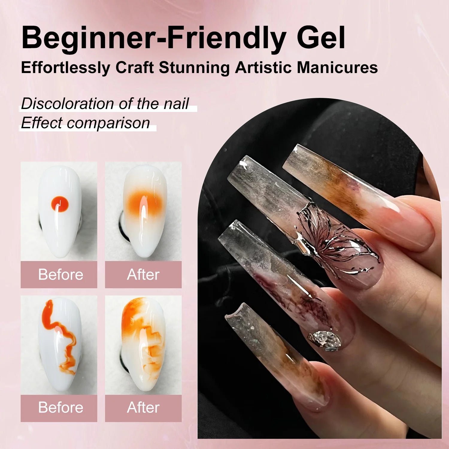 💅 Gel Blooming Premium – Effet Marbre Professionnel & Nail Art Créatif