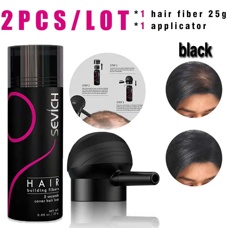 Poudre de Fibres Capillaires SEVICH à la Kératine – Effet Cheveux Plus Denses, Camoufle les Zones Clairsemées et la Perte de Cheveux