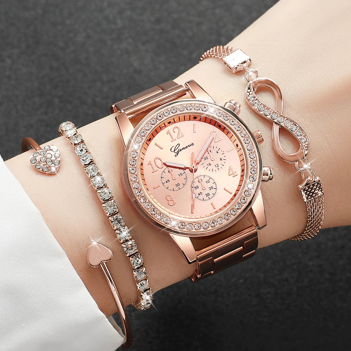 Montre Femme Éclat Majestueux Signature – Acier & Cristaux