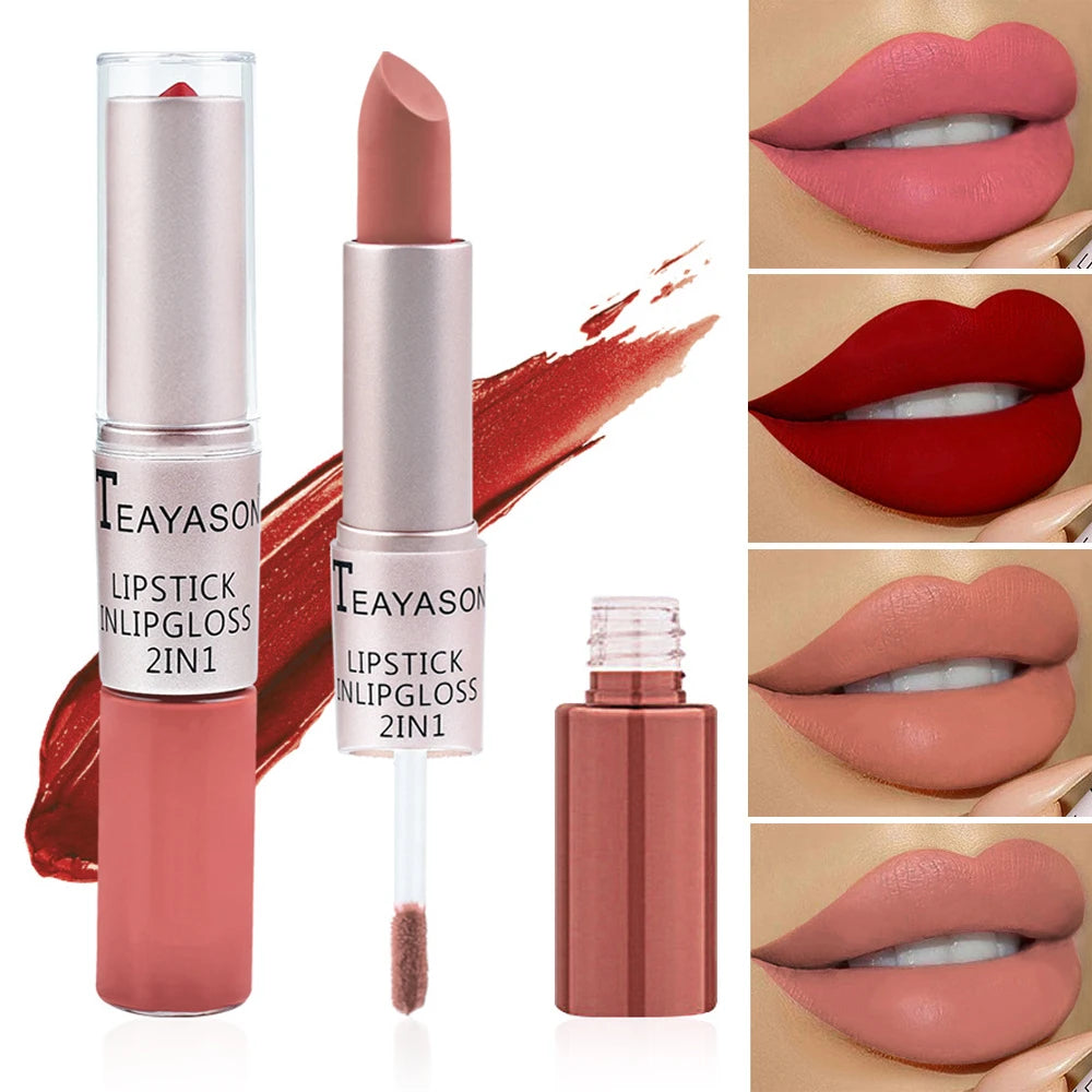 Rouge à Lèvres Velours Mat Premium – Longue Tenue 2-en-1 💄