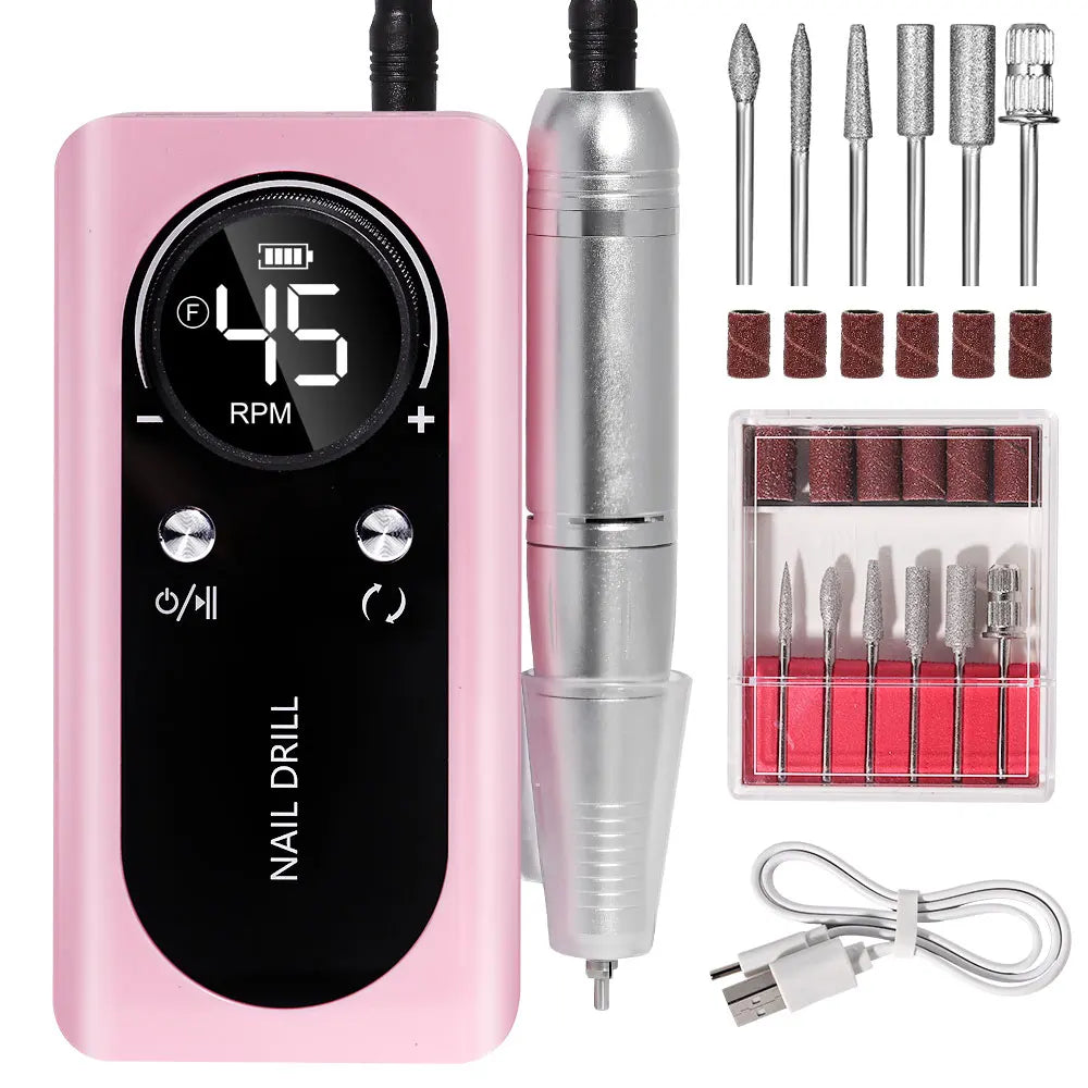Ponceuse à Ongles Professionnelle 45 000 RPM – Kit Complet Rechargeable Haute Précision avec Écran LCD