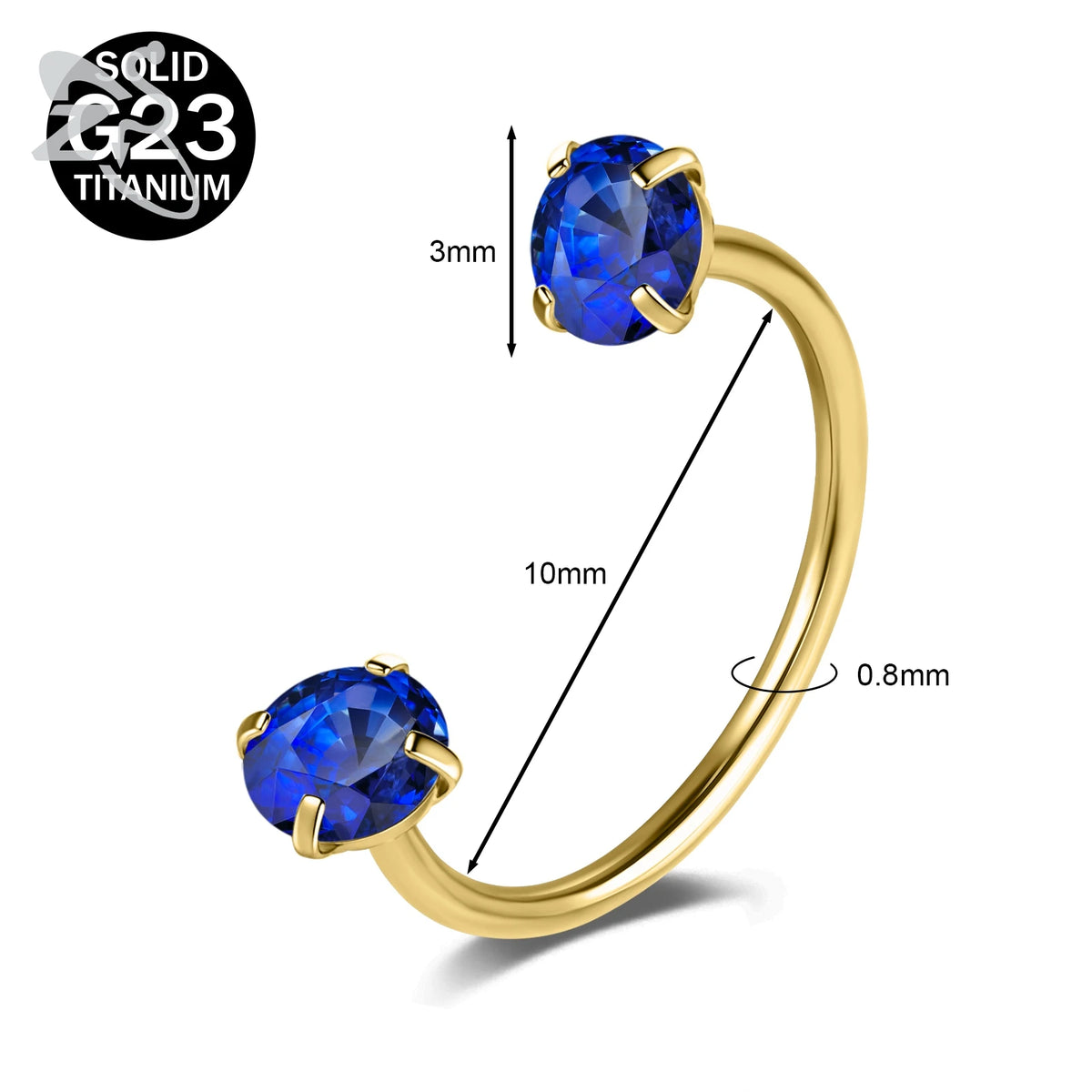 Collection Prestige™ – Piercing Fer à Cheval en Titane G23 avec Cristaux CZ Colorés