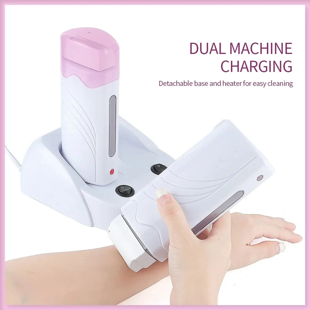 AquaRoll Pro™ | Chauffe-Cire Double Professionnel 40W – Épilation Rapide, Précise & Résultat Institut à Domicile ✨
