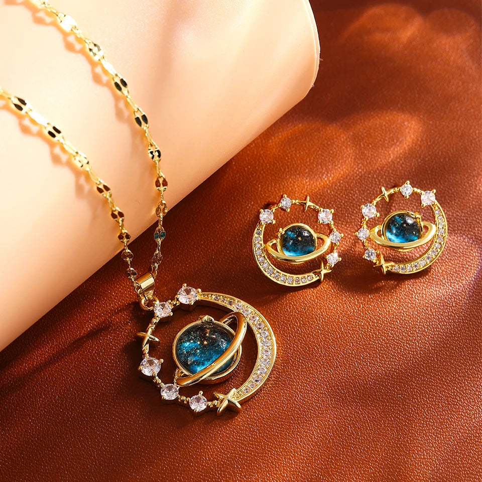 Collier Constellation Luxe – Planète et Lune