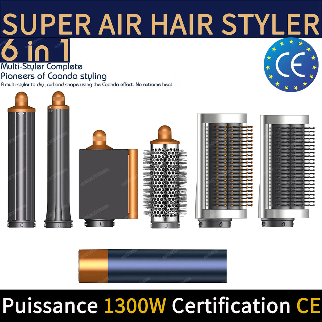 Sèche-Cheveux Multifonction 6-en-1 AirStyler Pro™ | Séchage, Boucles & Lissage Professionnels