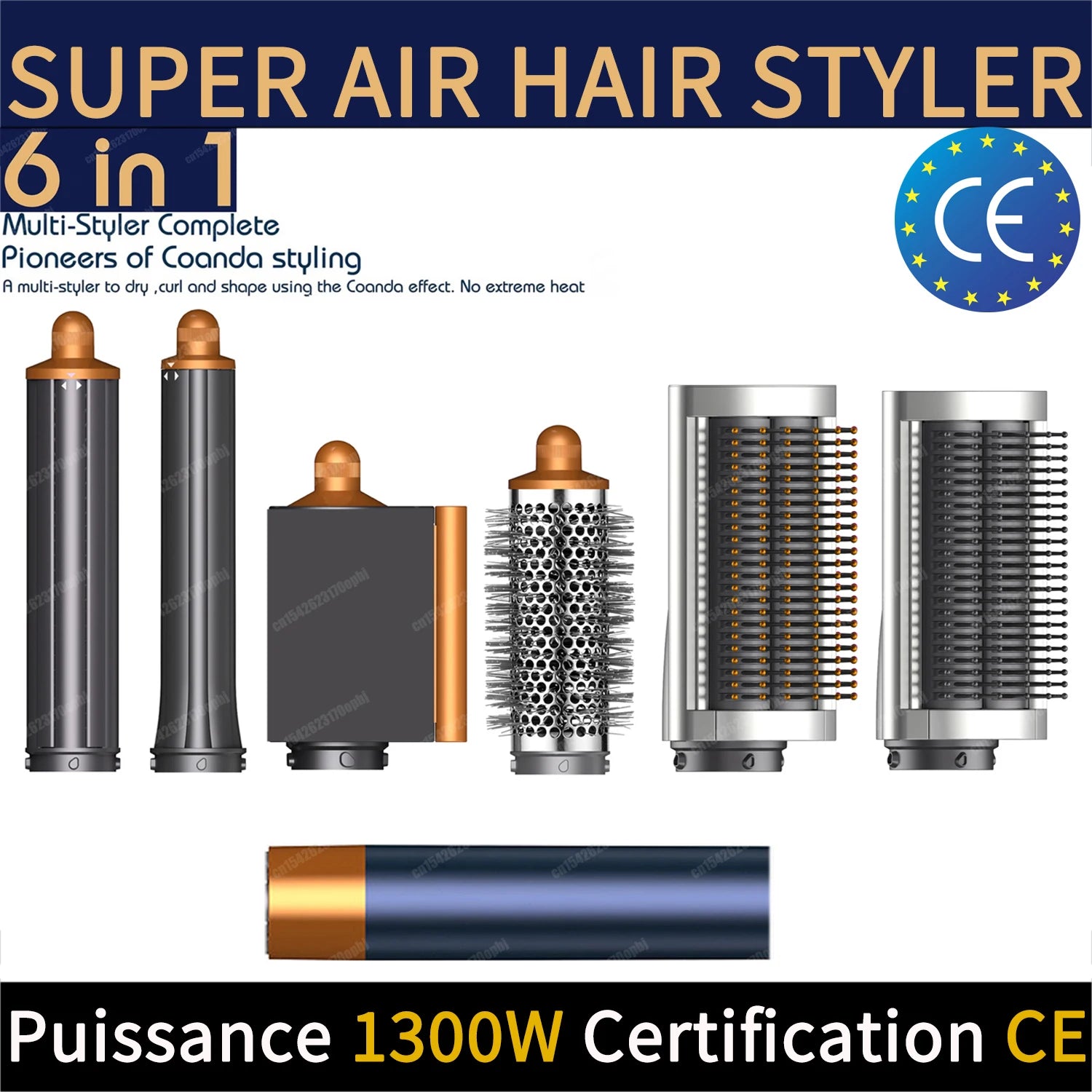 Sèche-Cheveux Multifonction 6-en-1 AirStyler Pro™ | Séchage, Boucles & Lissage Professionnels