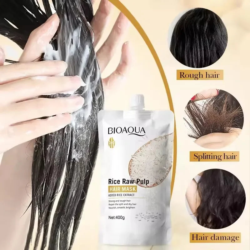Masque Capillaire Réparateur au Riz – Nutrition Intense, Réparation Profonde & Cheveux Soyeux