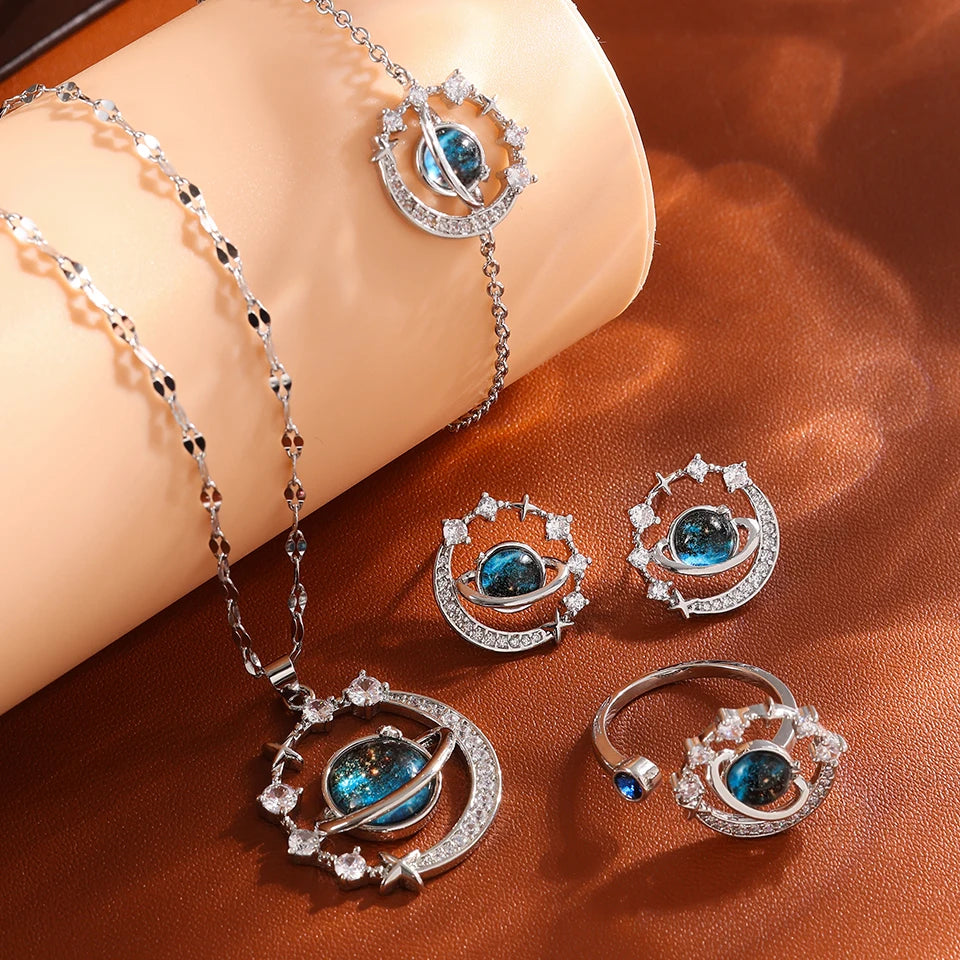 Collier Constellation Luxe – Planète et Lune