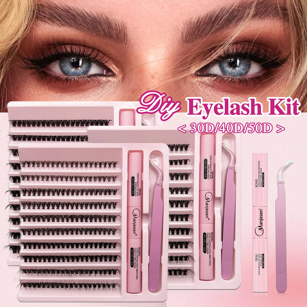Kit Extensions de Cils DIY Professionnel – Waterproof, Tenue Longue Durée avec Pinceaux & Adhésif