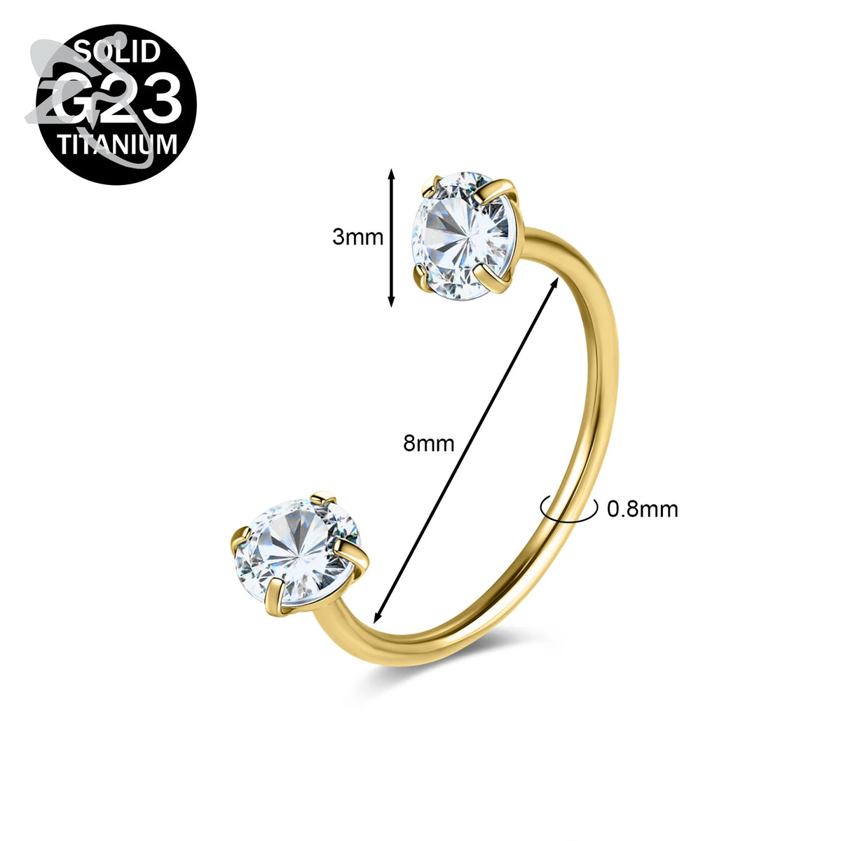 Collection Prestige™ – Piercing Fer à Cheval en Titane G23 avec Cristaux CZ Colorés