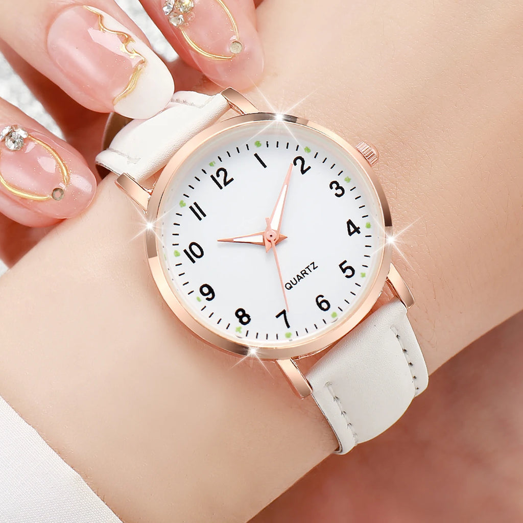 Montre Femme Tendance Décontractée – Bracelet en Cuir, Mouvement Quartz