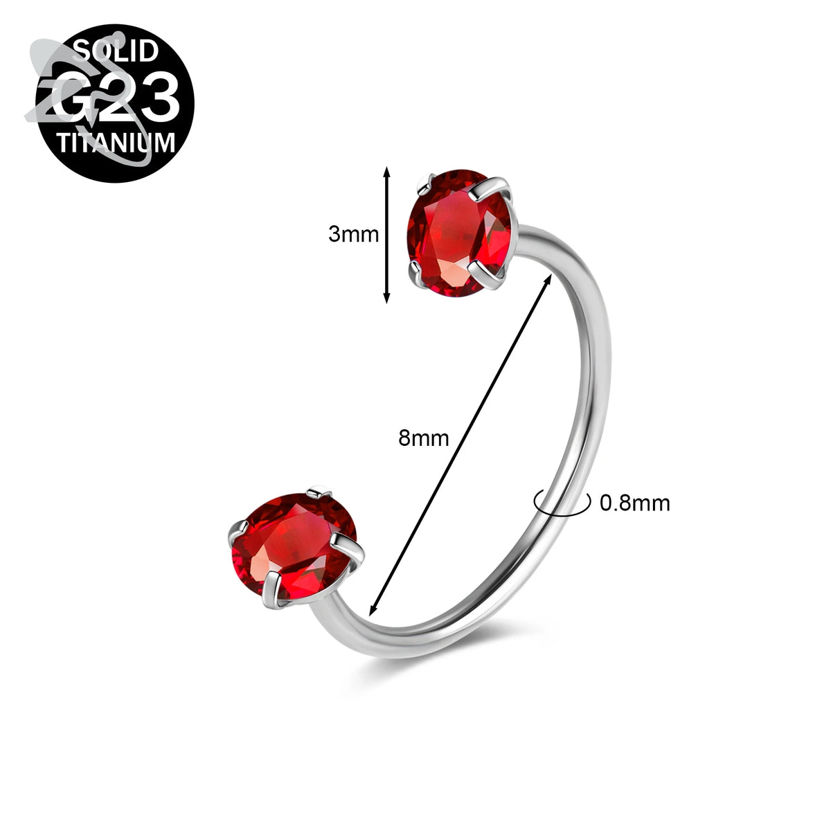 Collection Prestige™ – Piercing Fer à Cheval en Titane G23 avec Cristaux CZ Colorés