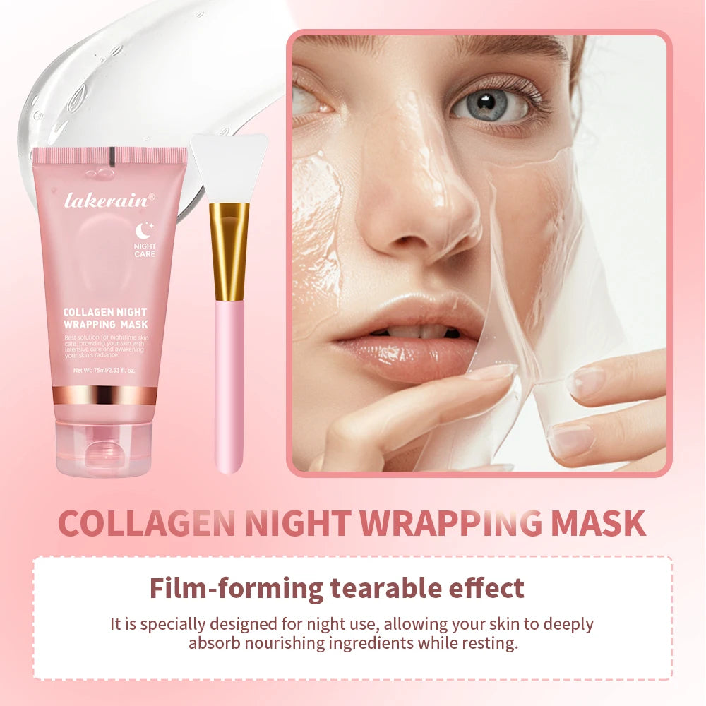 Masque Visage au Collagène Peel-Off avec Pinceau – Hydratation & Éclat de la Peau