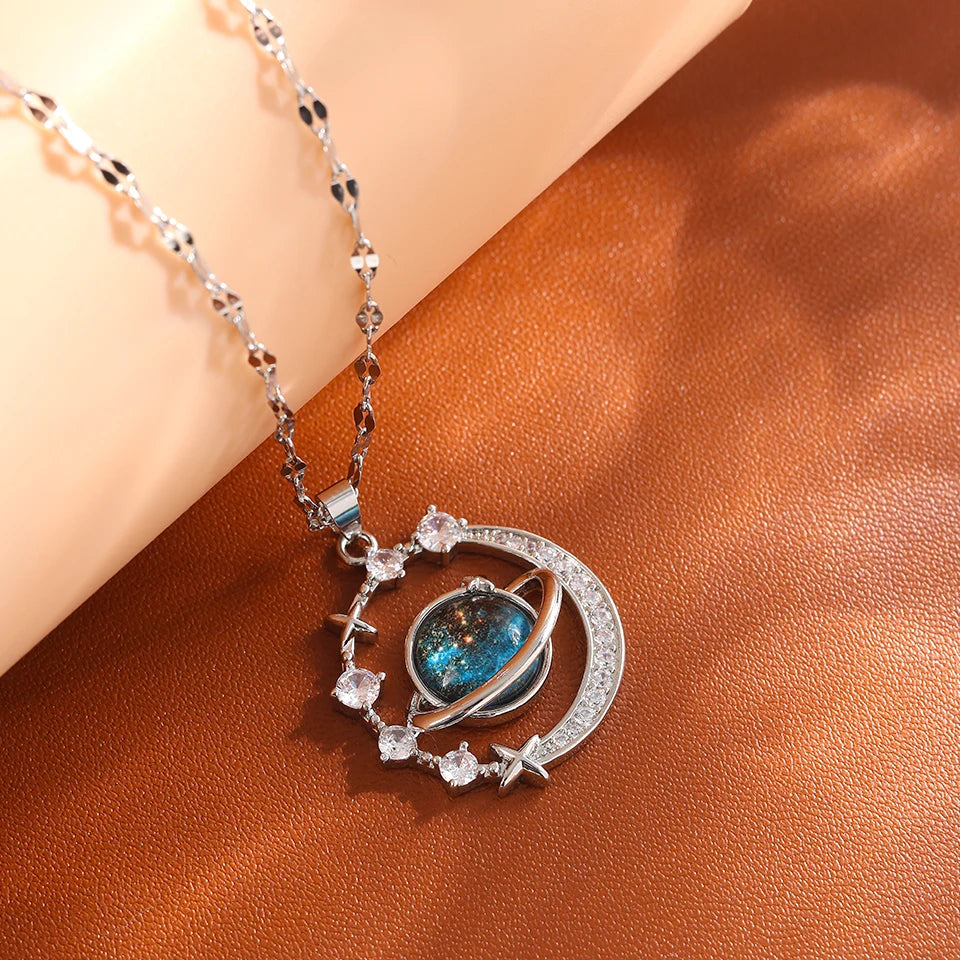 Collier Constellation Luxe – Planète et Lune
