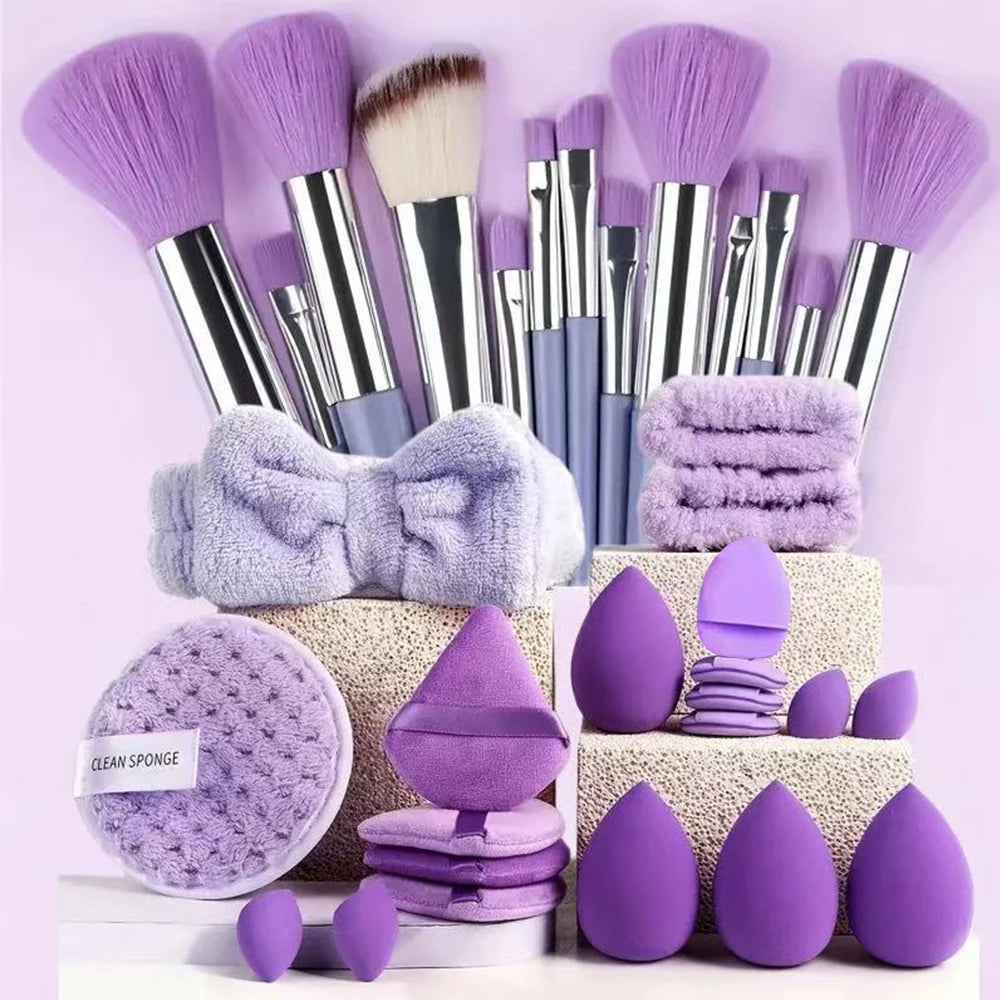 ✨ Coffret Luxe de Maquillage 33 Pièces – Kit Professionnel Complet avec Pinceaux, Éponges Blender & Accessoires Premium