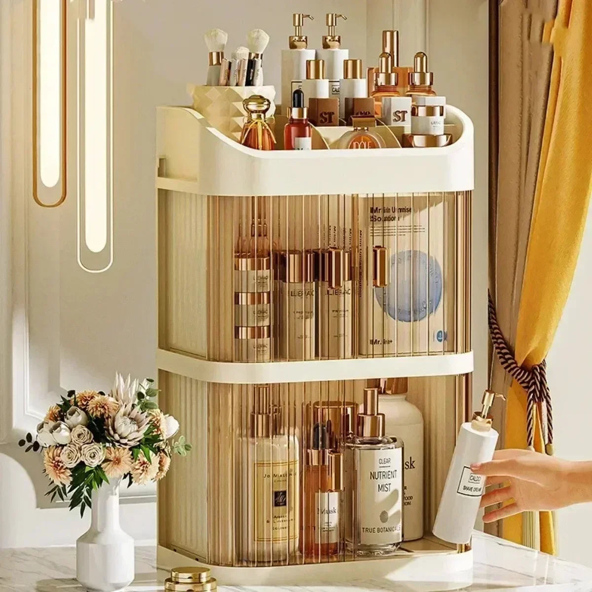 ✨ Organisateur de Maquillage Premium Luxe – Coffret de Rangement Anti-Poussière Grande Capacité avec Tiroirs