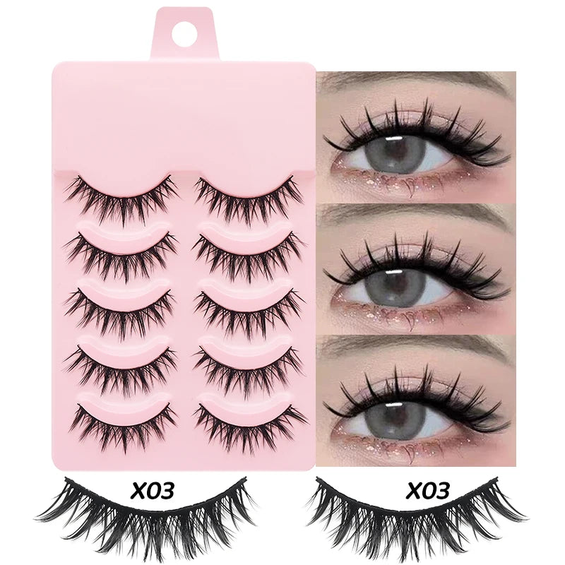 Faux Cils Naturels Réutilisables - Lot de 5 Paires