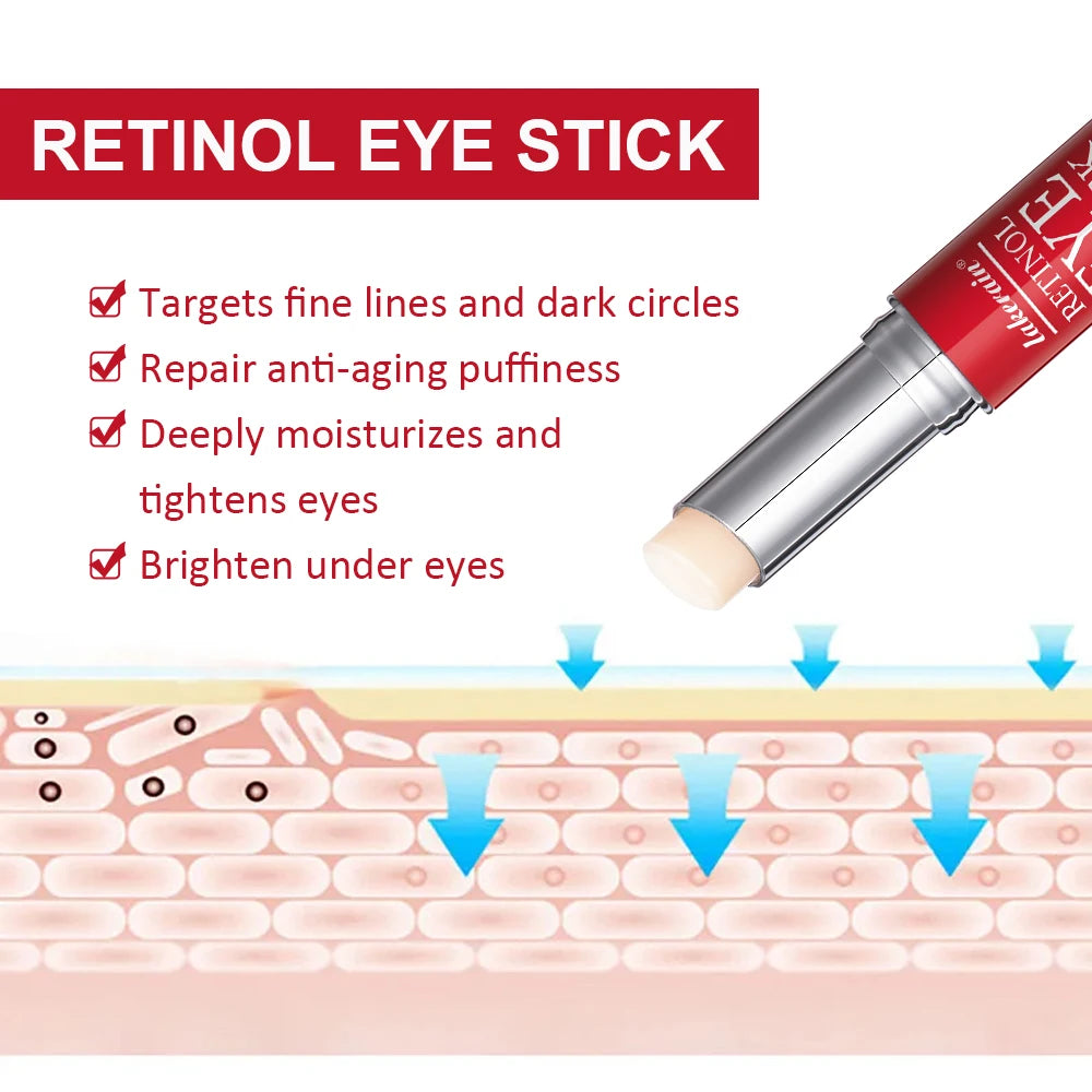 Crème Contour des Yeux au Rétinol – Éclaircissante Anti-Cernes, Raffermissante, Sérum Réparateur Instantané en Stick pour Femme