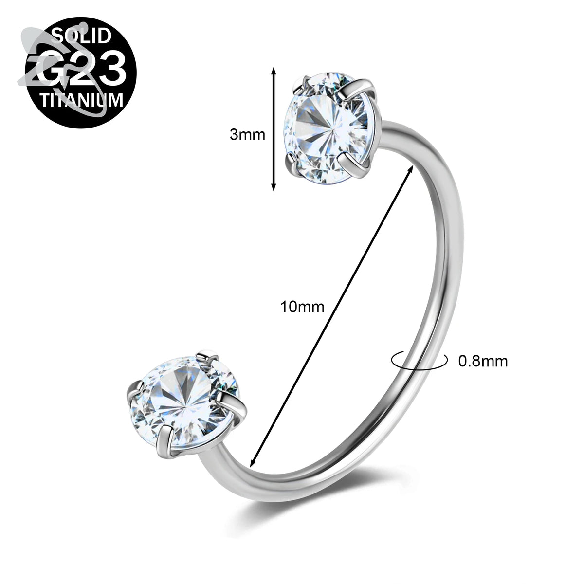 Collection Prestige™ – Piercing Fer à Cheval en Titane G23 avec Cristaux CZ Colorés