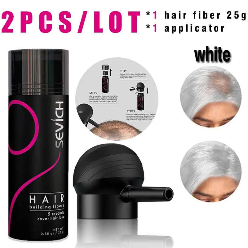 Poudre de Fibres Capillaires SEVICH à la Kératine – Effet Cheveux Plus Denses, Camoufle les Zones Clairsemées et la Perte de Cheveux