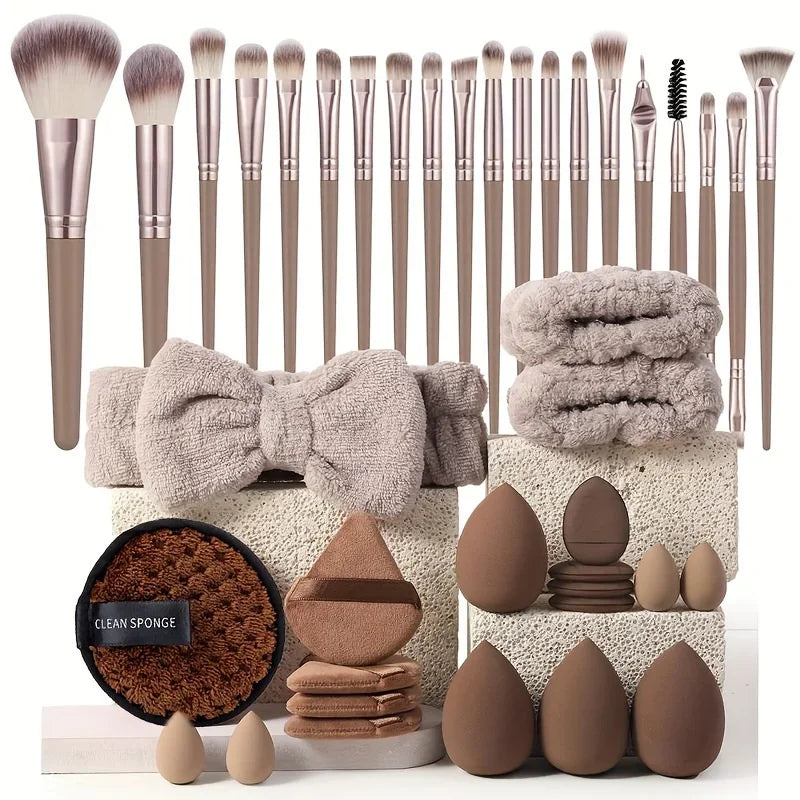 ✨ Coffret Luxe de Maquillage 33 Pièces – Kit Professionnel Complet avec Pinceaux, Éponges Blender & Accessoires Premium