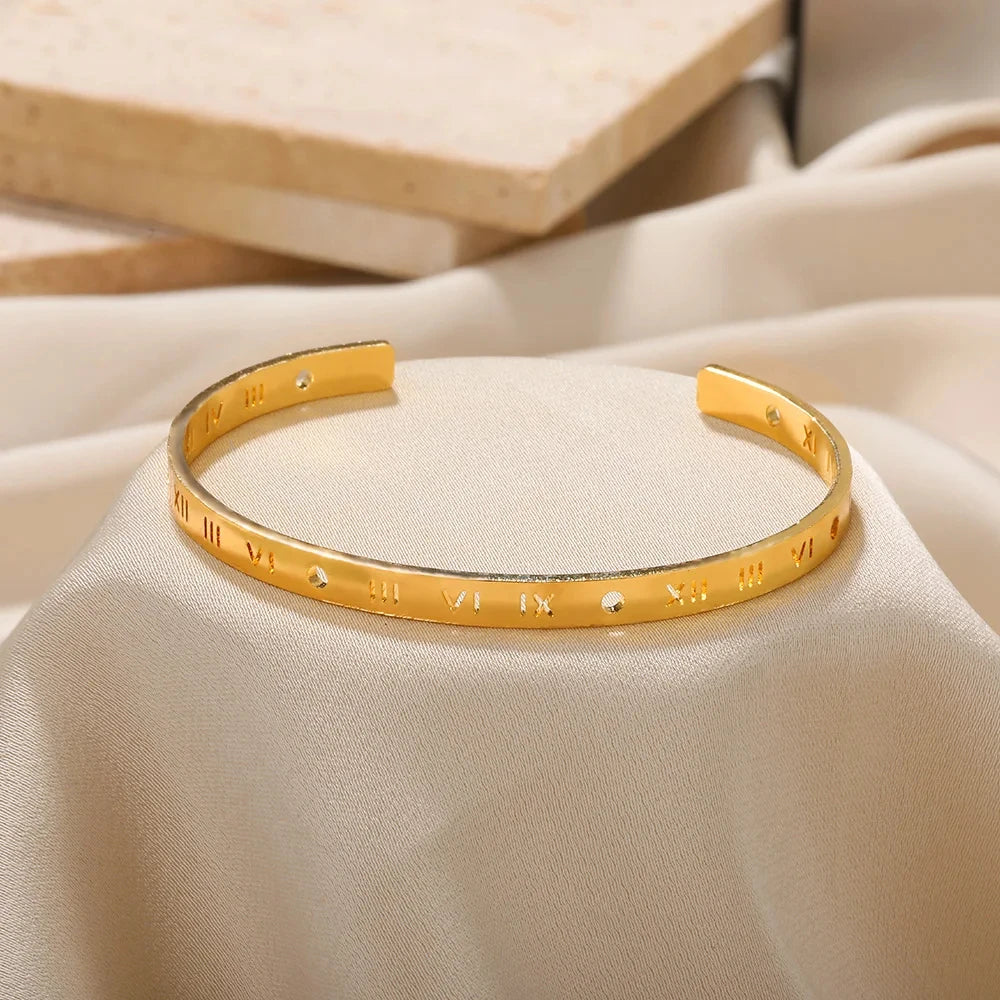 Jonc Impérial – Bracelet Doré Femme en Acier Inoxydable