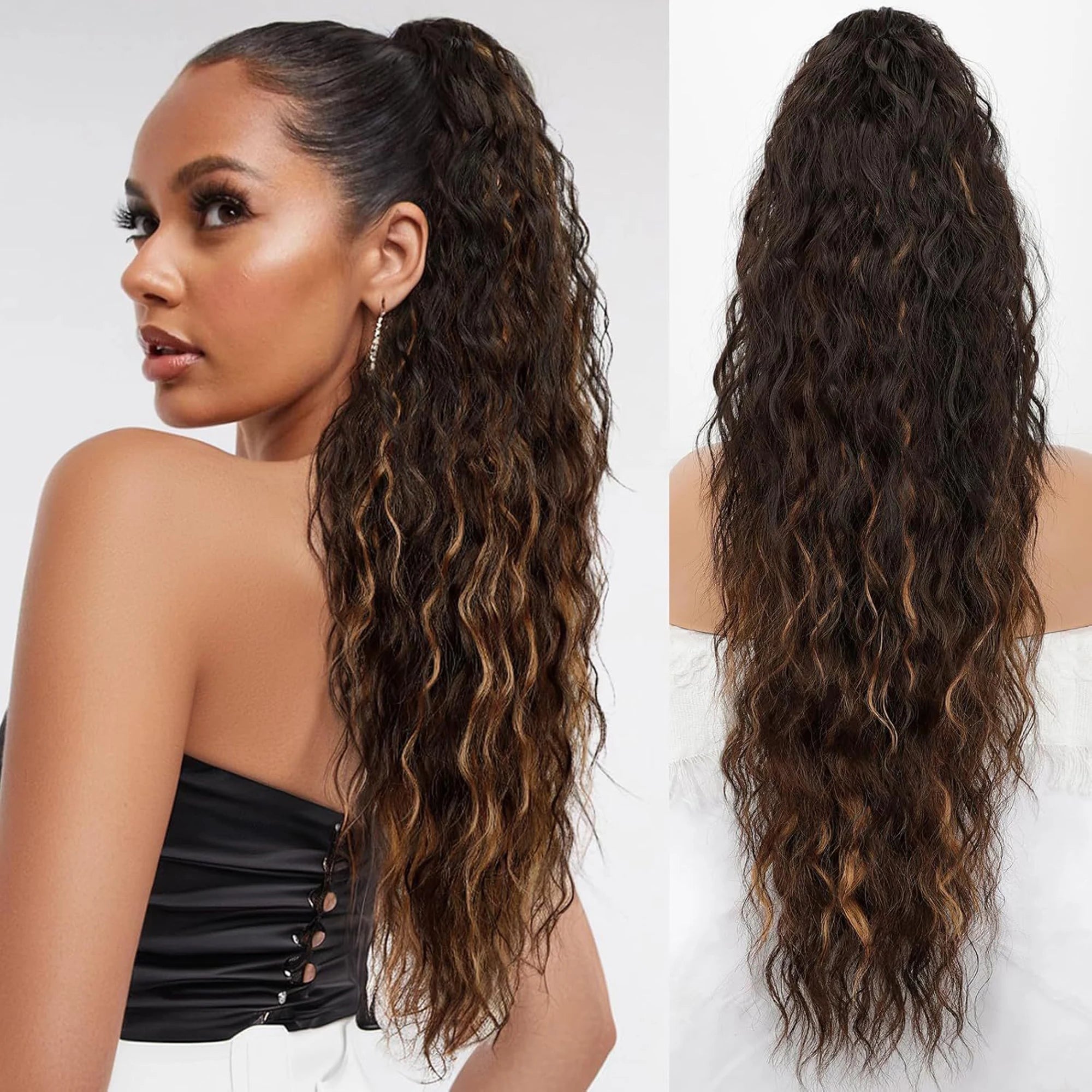 ✨ Queue de Cheval Ondulée de Luxe – Volume Instantané