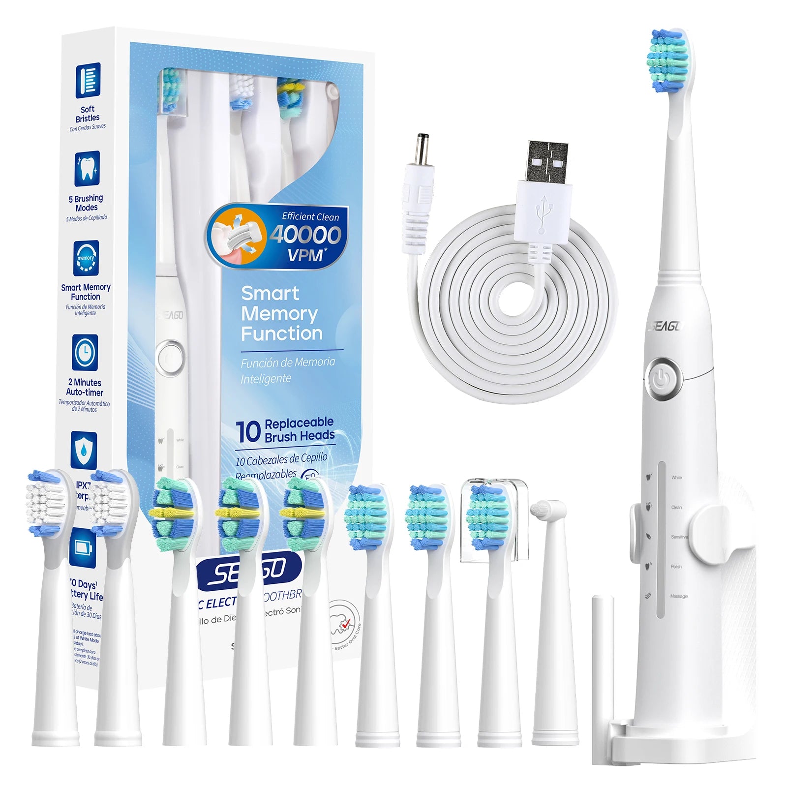 SonicSmile Pro™ – Brosse à Dents Électrique Premium Rechargeable avec 5 Modes de Nettoyage