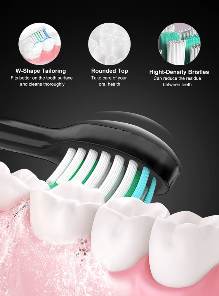 ✨ Brosse à Dents Électrique Sonique Professionnelle – Nettoyage Profond & Blancheur Éclatante | Rechargeable | 8 Têtes Incluses