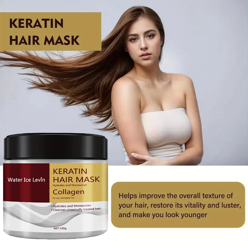 Masque Capillaire à la Kératine et au Collagène – Hydratant, Réparateur et Anti-Frisottis pour Cheveux Abîmés