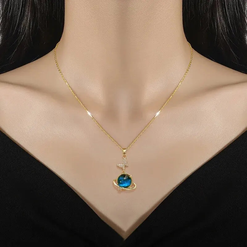 Collier Constellation Luxe – Planète et Lune