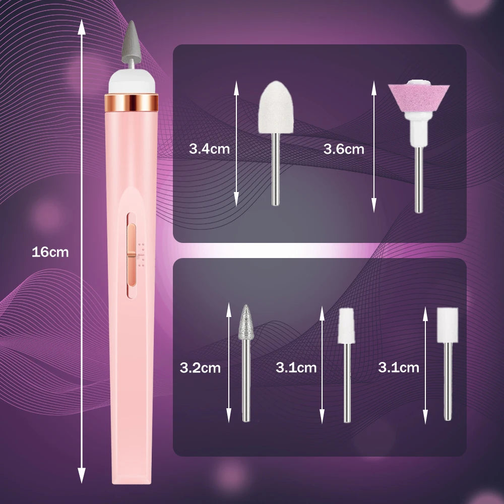 Set de Manucure et Pédicure Portable Électrique – 4 Vitesses Réglables, Kit de Soin des Ongles Rechargeable pour Exfolier et Polir les Ongles