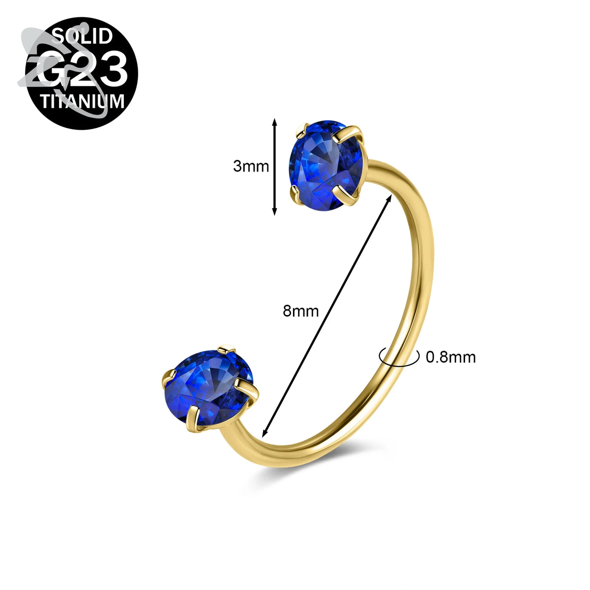 Collection Prestige™ – Piercing Fer à Cheval en Titane G23 avec Cristaux CZ Colorés