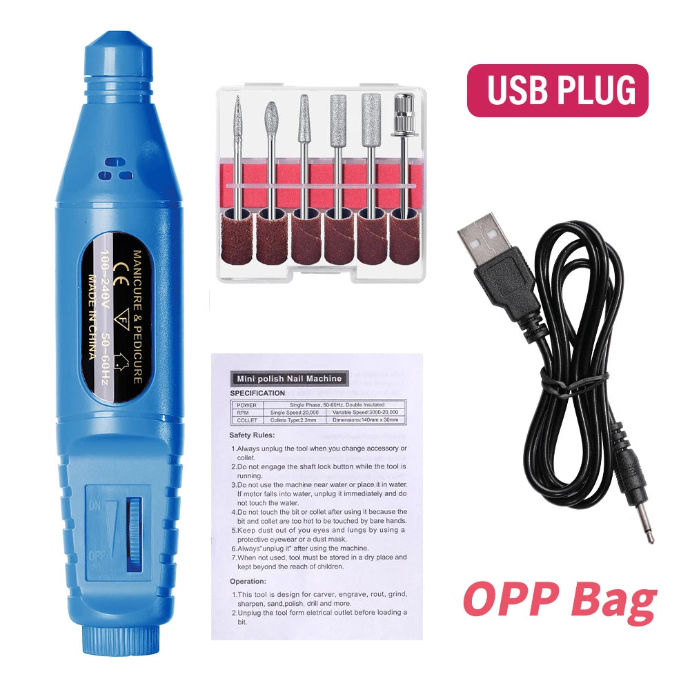Kit Ponceuse Électrique Professionnelle pour Ongles – Coffret Complet Manucure & Pédicure