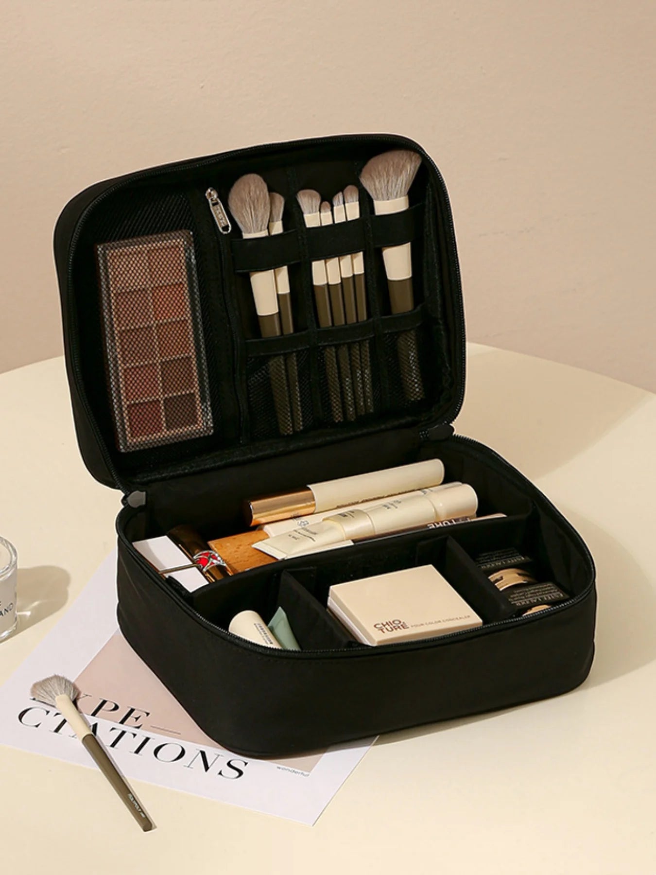 ✨ Trousse de Maquillage Premium Grand Format – Organisateur de Voyage Élégant & Multifonction