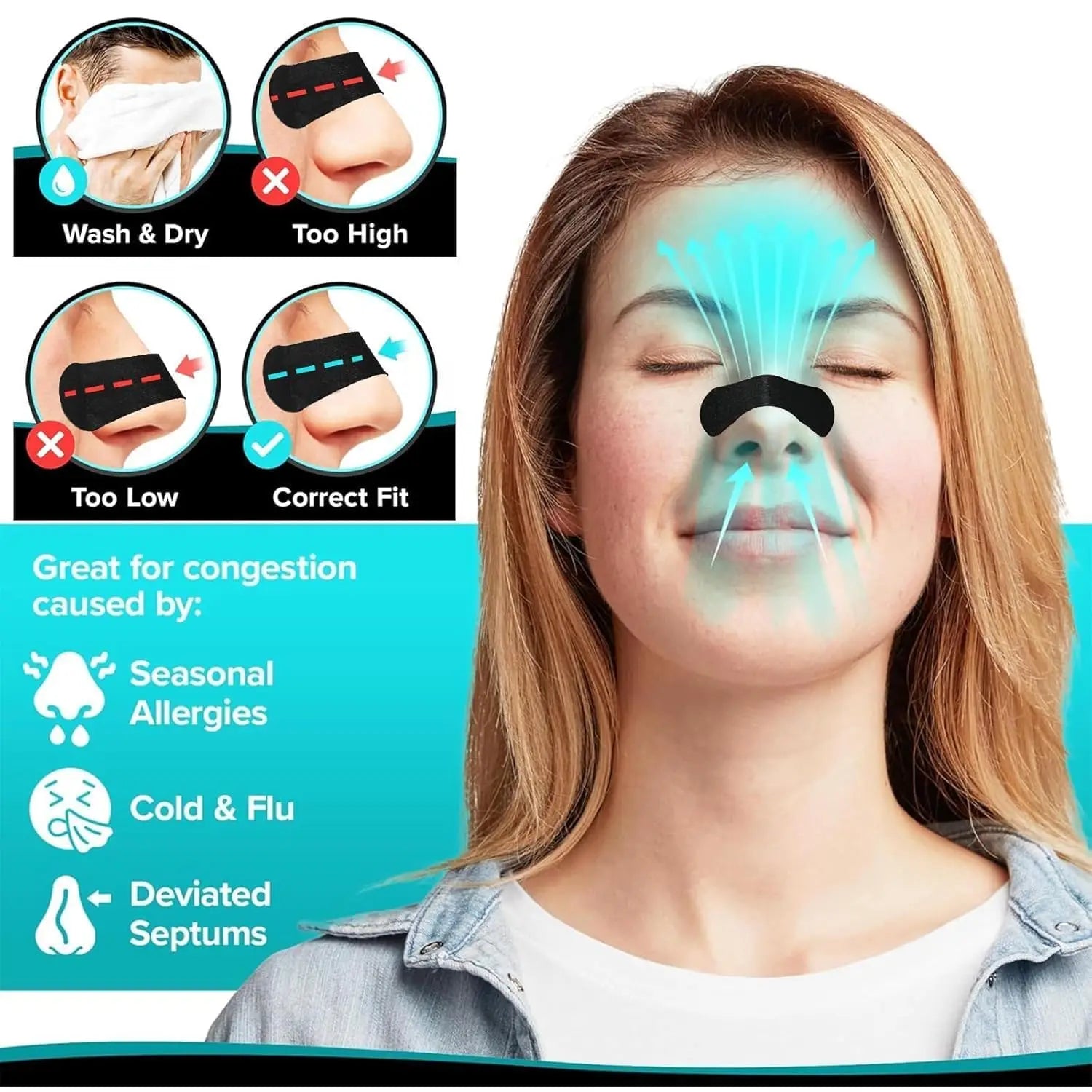 ⭐ Bandelettes Nasales Anti-Ronflement – Respiration Optimisée & Sommeil Réparateur