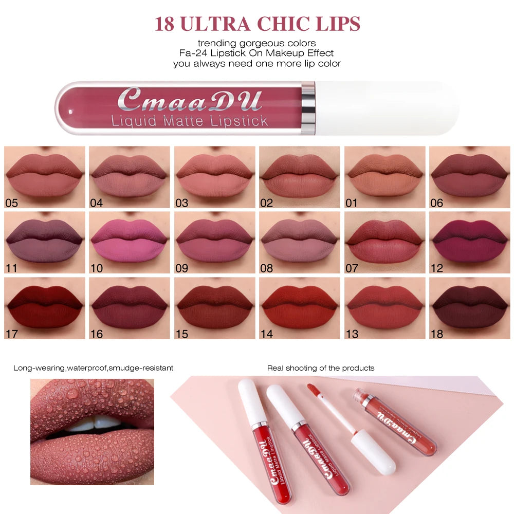 Rouge à Lèvres Liquide Mat Longue Tenue - Couleurs Intenses