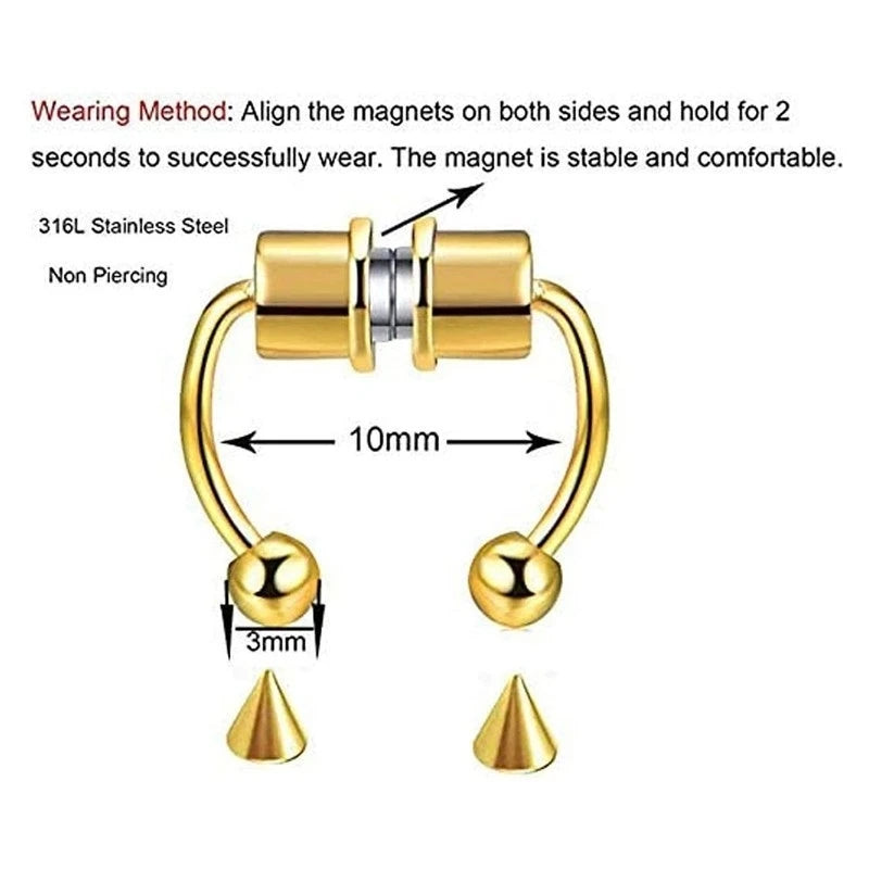 Collection Prestige™ – Lot de 5 Anneaux Septum Magnétiques Élégance