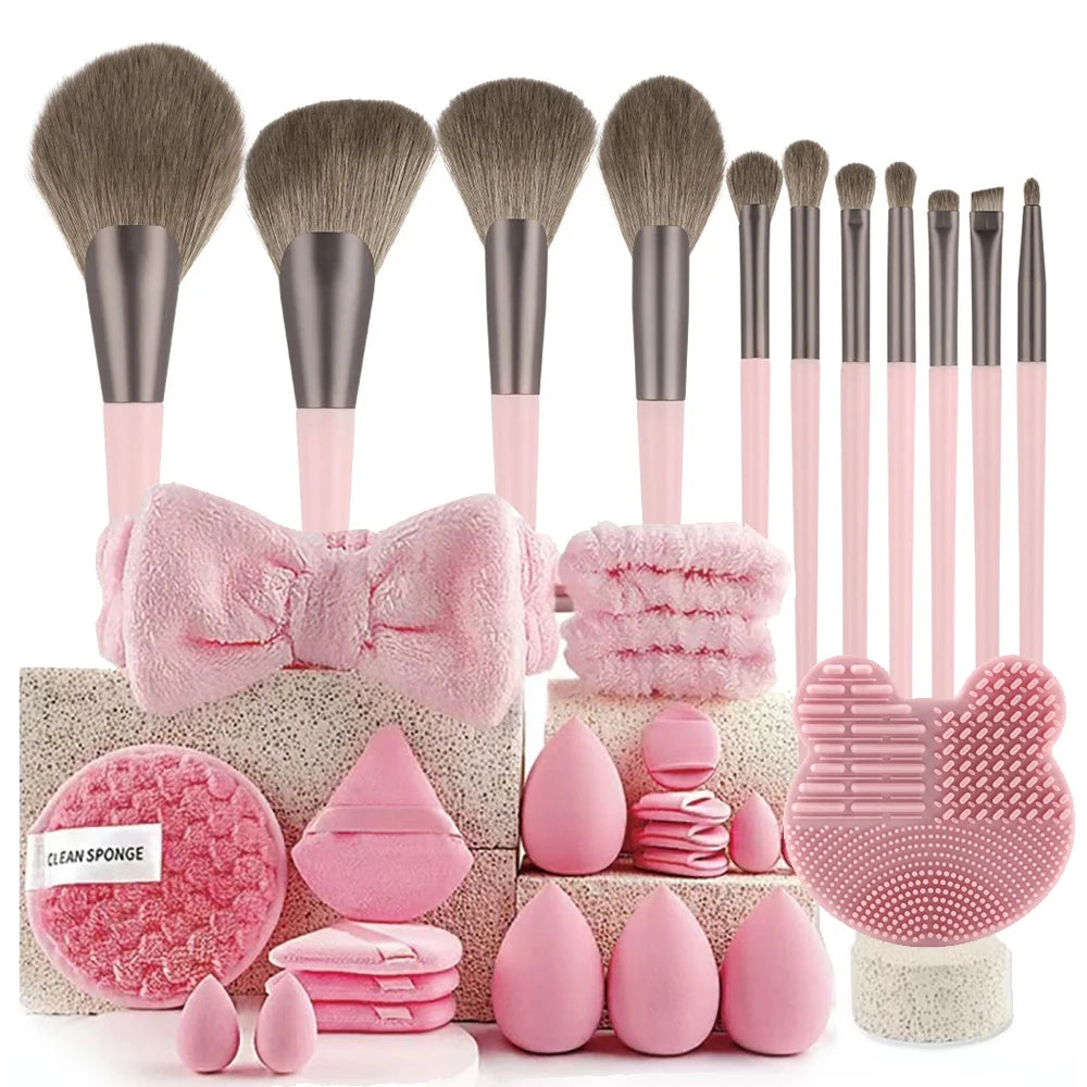 ✨ Coffret Luxe de Maquillage 33 Pièces – Kit Professionnel Complet avec Pinceaux, Éponges Blender & Accessoires Premium