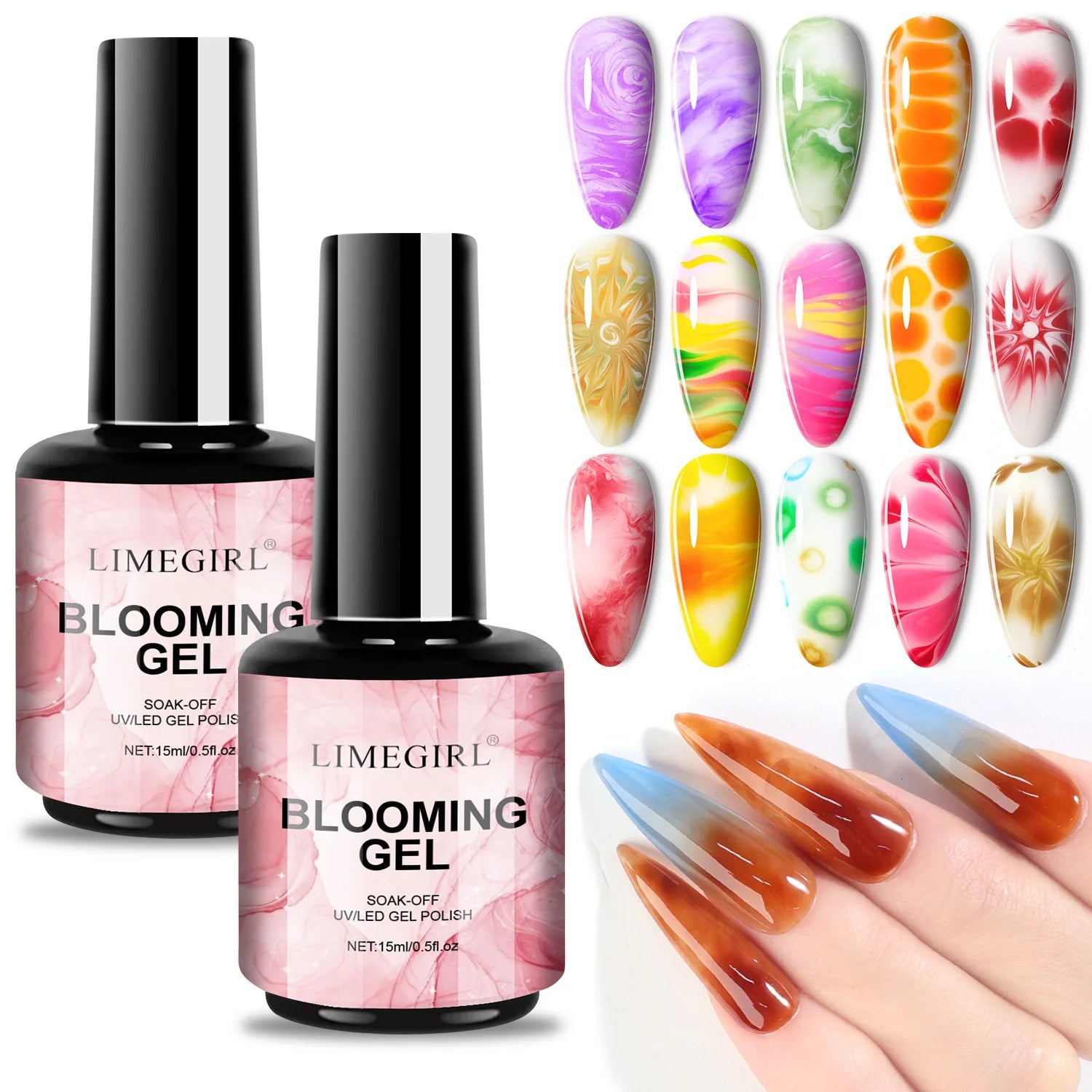 💅 Gel Blooming Premium – Effet Marbre Professionnel & Nail Art Créatif