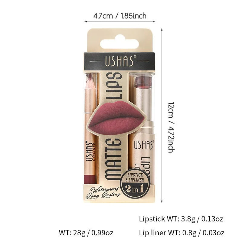 Crayon à Lèvres Mat  2-En-1 - Longue Tenue et Haute Pigmentation