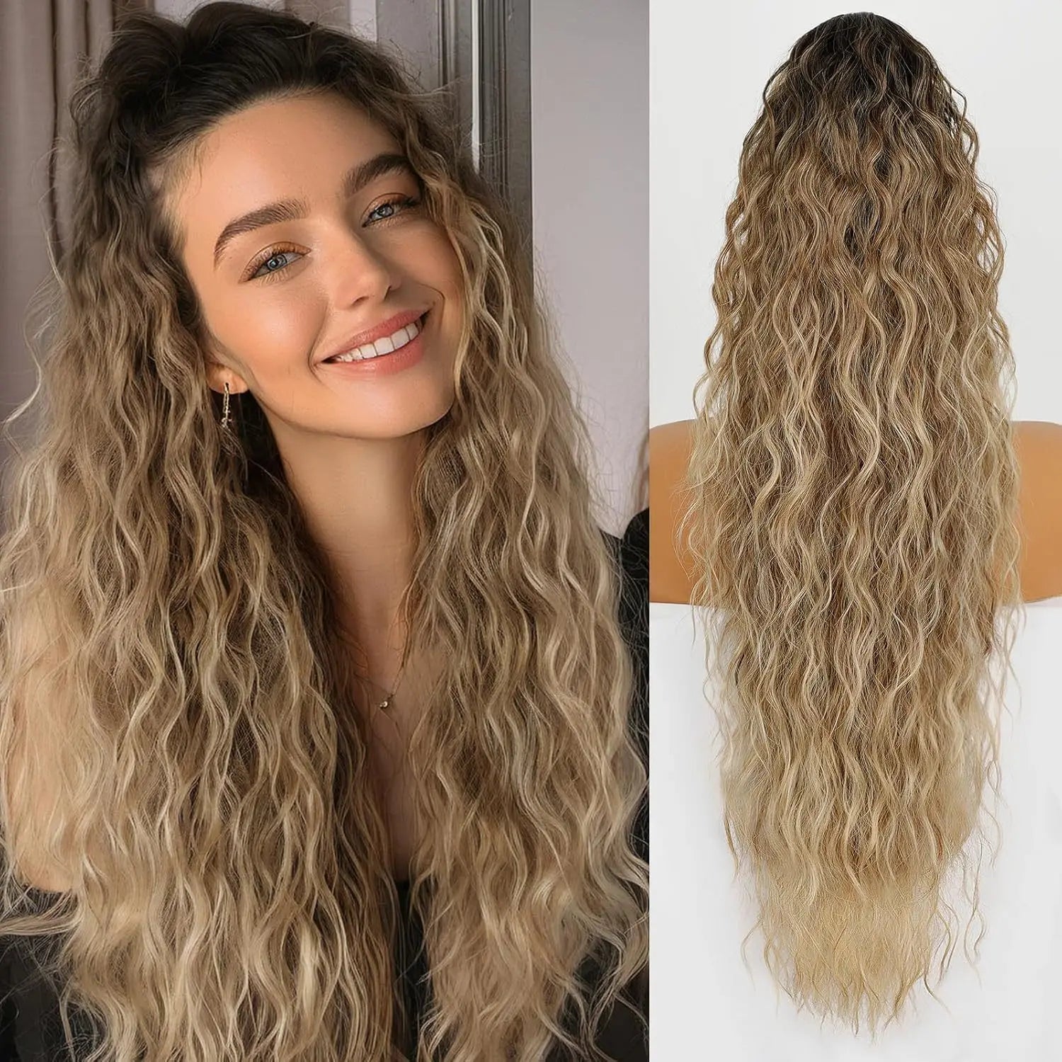 ✨ Queue de Cheval Ondulée de Luxe – Volume Instantané