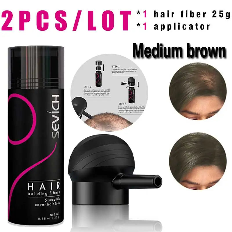 Poudre de Fibres Capillaires SEVICH à la Kératine – Effet Cheveux Plus Denses, Camoufle les Zones Clairsemées et la Perte de Cheveux